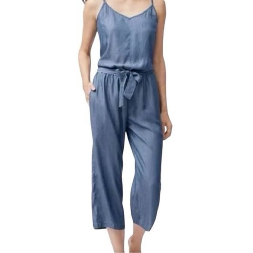 Tommy Bahama Blue Denim-Look Sleeveless Jumpsuit